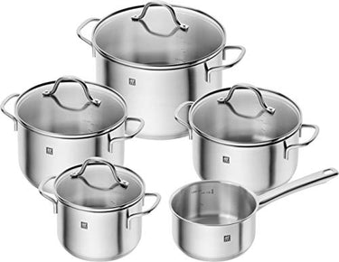 ZWILLING Flow Kochtopf-Set, 5-teilig, mit Glasdeckel, Induktionsgeeignet, unbeschichtet, Edelstahl, Black im Sale